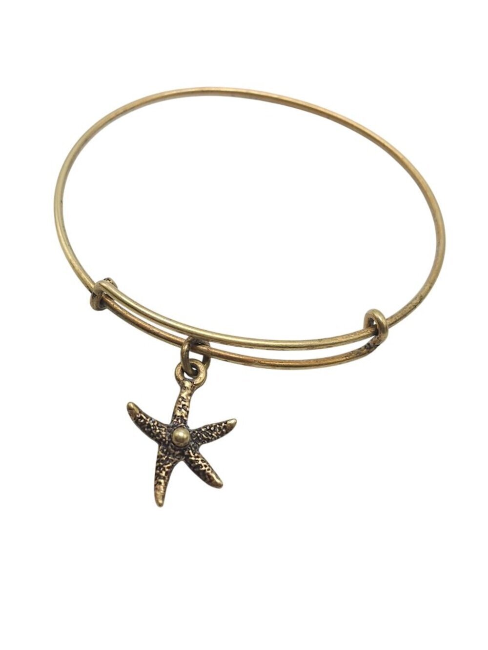 Alex & Ani Starfish Charm Gold Bangle Bracelet Nautical Adjustable Beach Jewelry